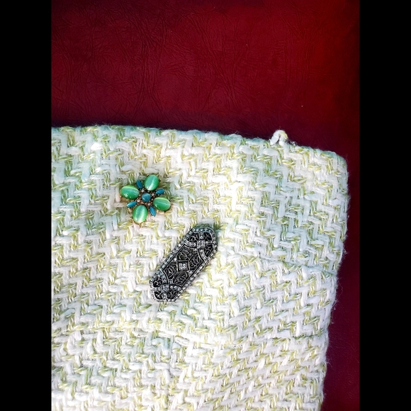 Anthropologie Ruth Yellow & Light green Wool & Silk Blend Sleeveless Gem Dress. - Picture 10 of 10